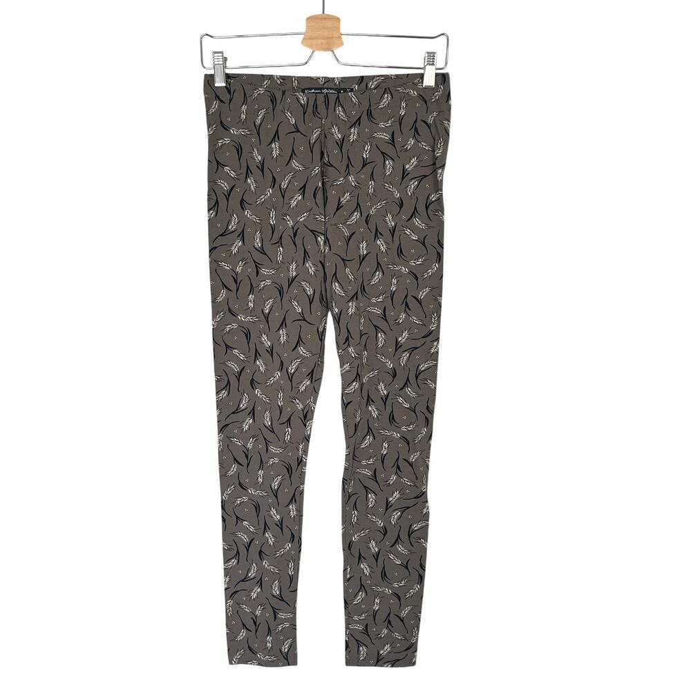 Gudrun Sjoden Jersey Leggings Size M Gray Floral Lagenlook Artsy Whimsical Boho